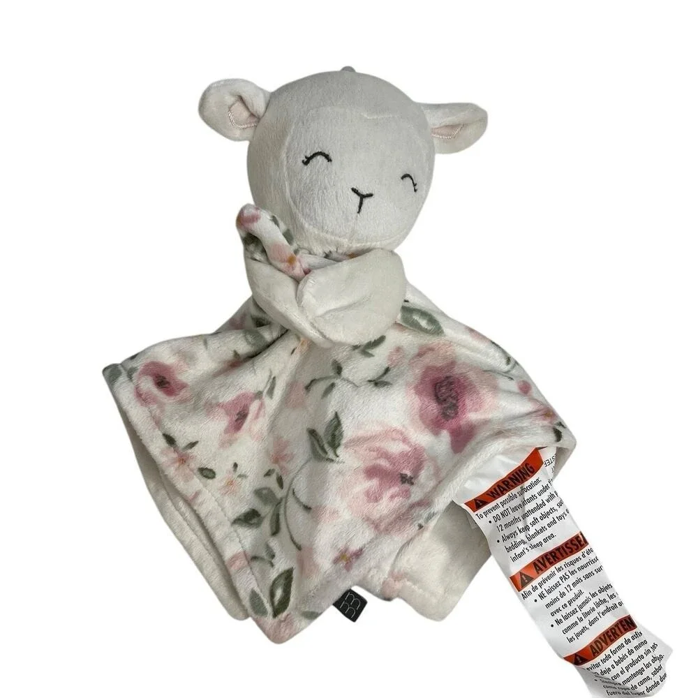 Modern‎ Moments Lamb Lovey Security Blanket Pink White Girl Floral Plush 12